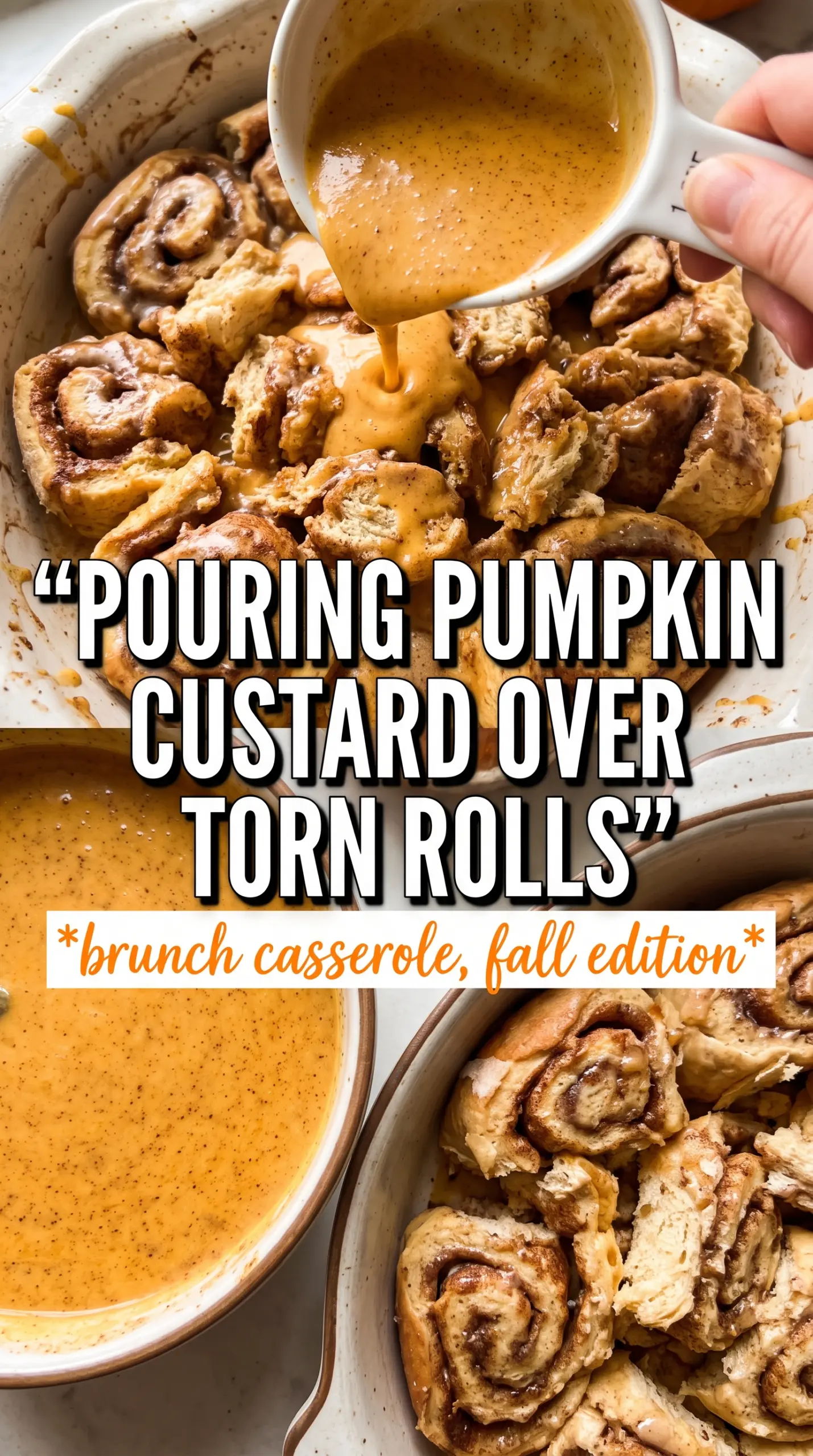 Pumpkin Cinnamon Roll Bake pumpkin spice custard maple frosting
