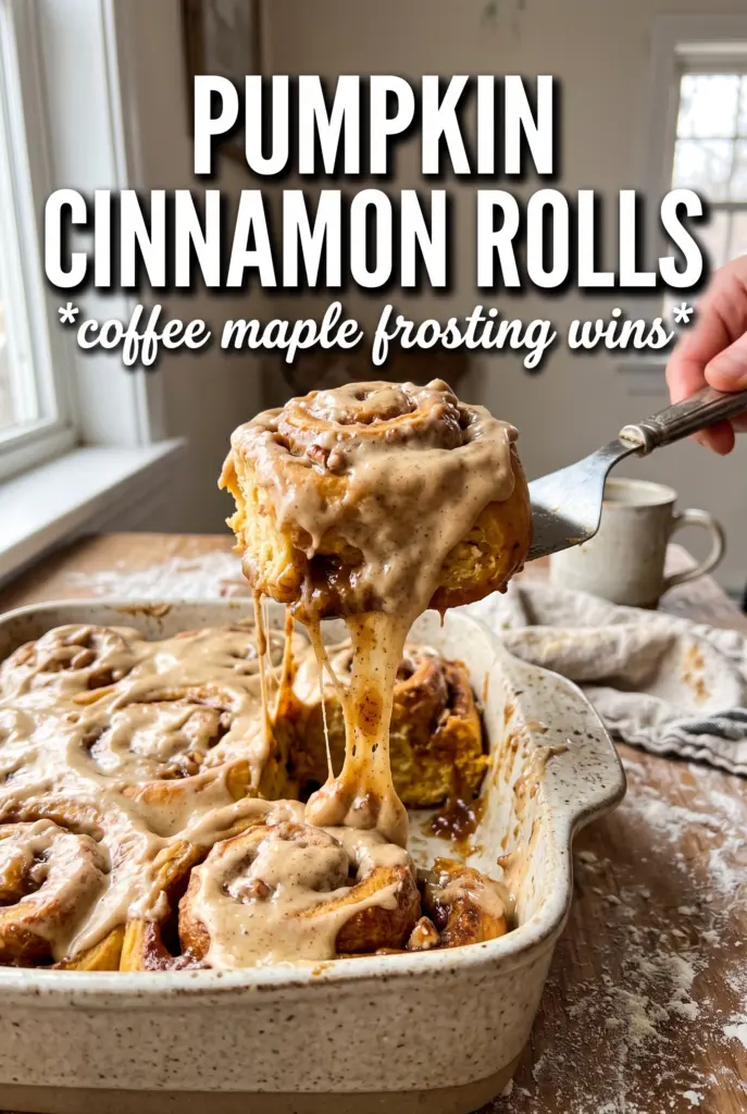 Pumpkin Cinnamon Rolls With Coffee Maple Frosting