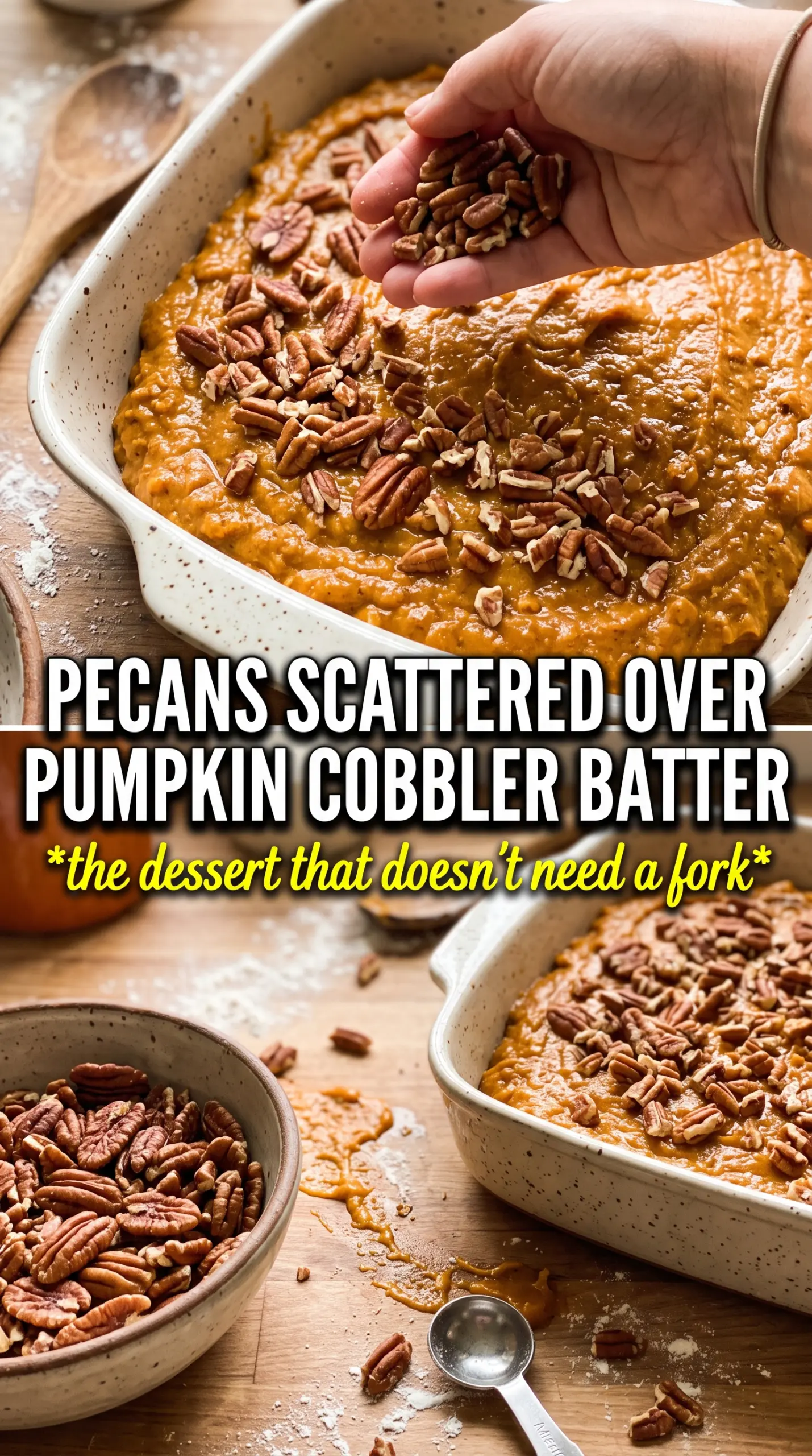 Pumpkin Pecan Cobbler pumpkin pecans caramel sauce