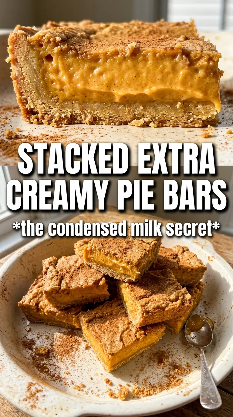 Pumpkin Pie Bars With Sweetened Condensed Milk, creamy custard, shortbread crust