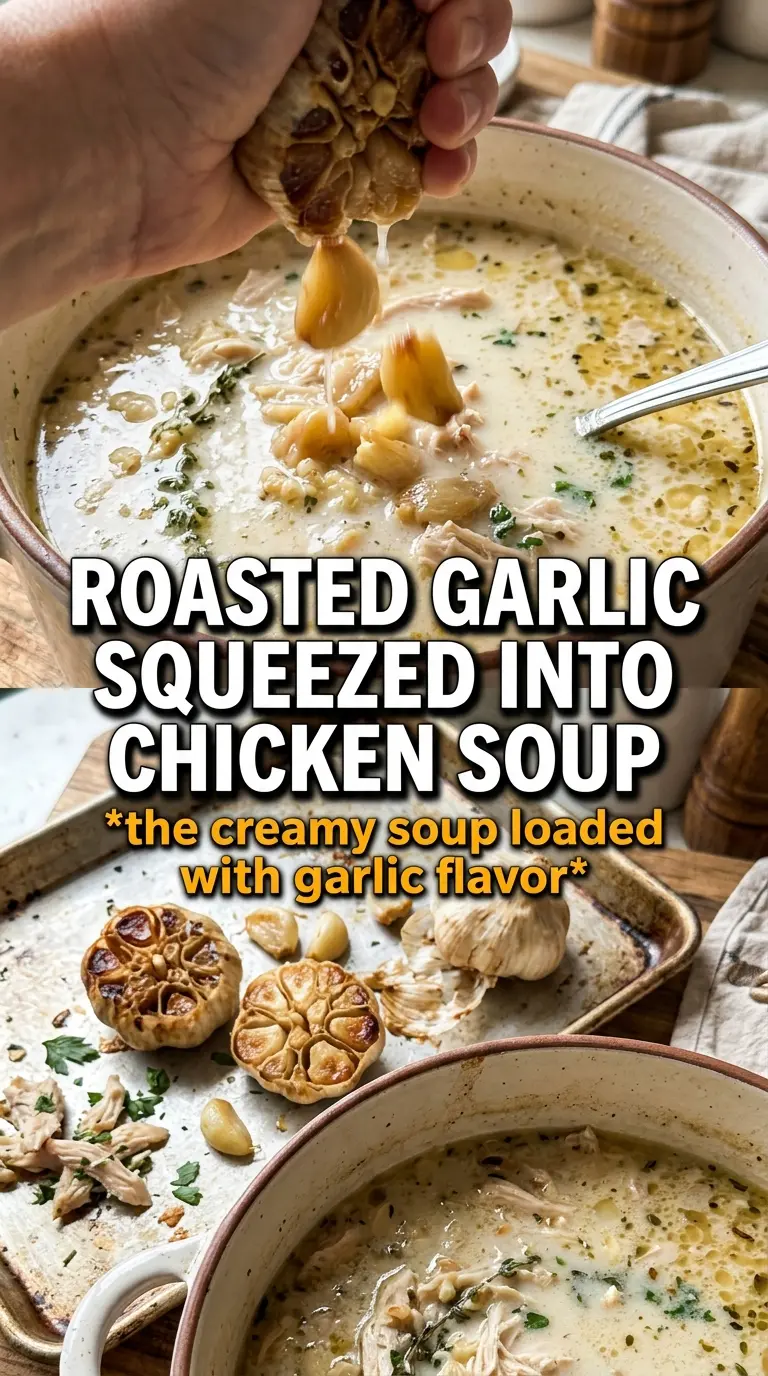 Roasted Garlic White Chicken Lasagna Soup creamy garlic spinach