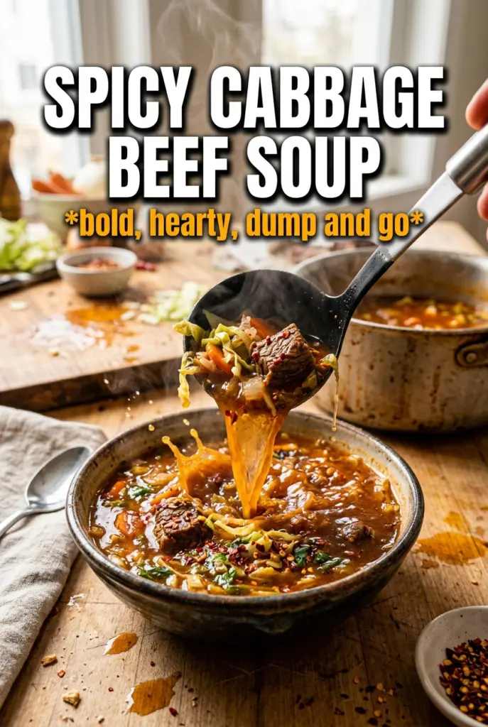 Slow Cooker Spicy Cabbage Beef Soup