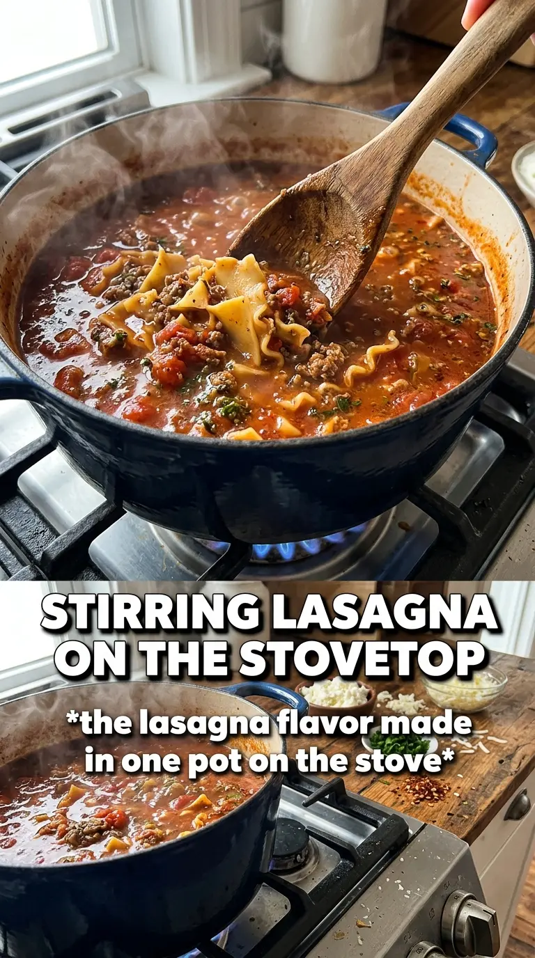 Stovetop Lasagna Soup rich tomato broth cheesy basil