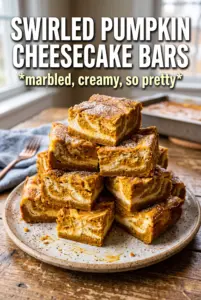 Swirled Pumpkin Cheesecake Bars