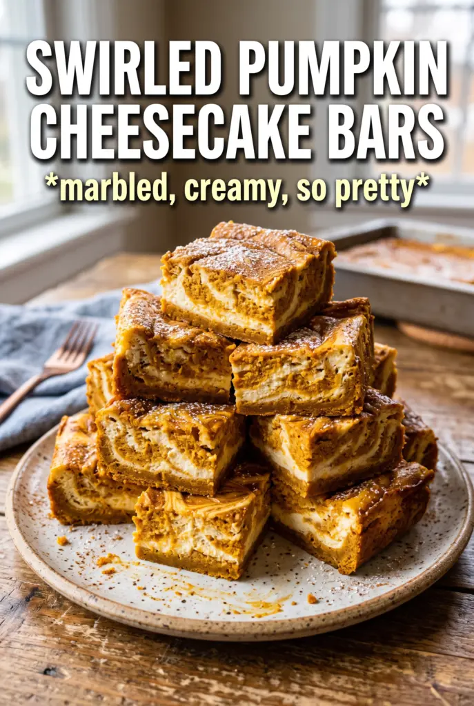 Swirled Pumpkin Cheesecake Bars