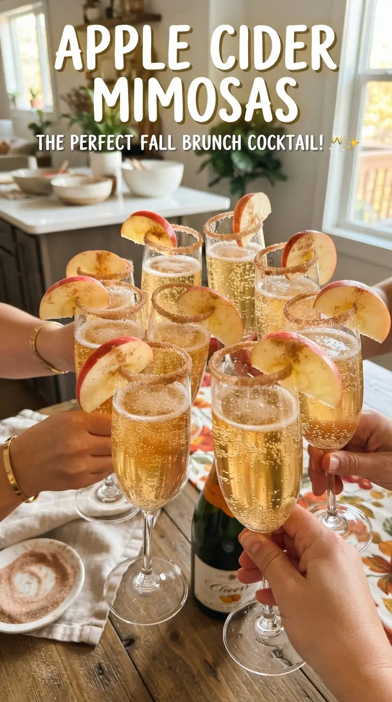 Apple Cider Mimosas golden bubbly cinnamon sugar