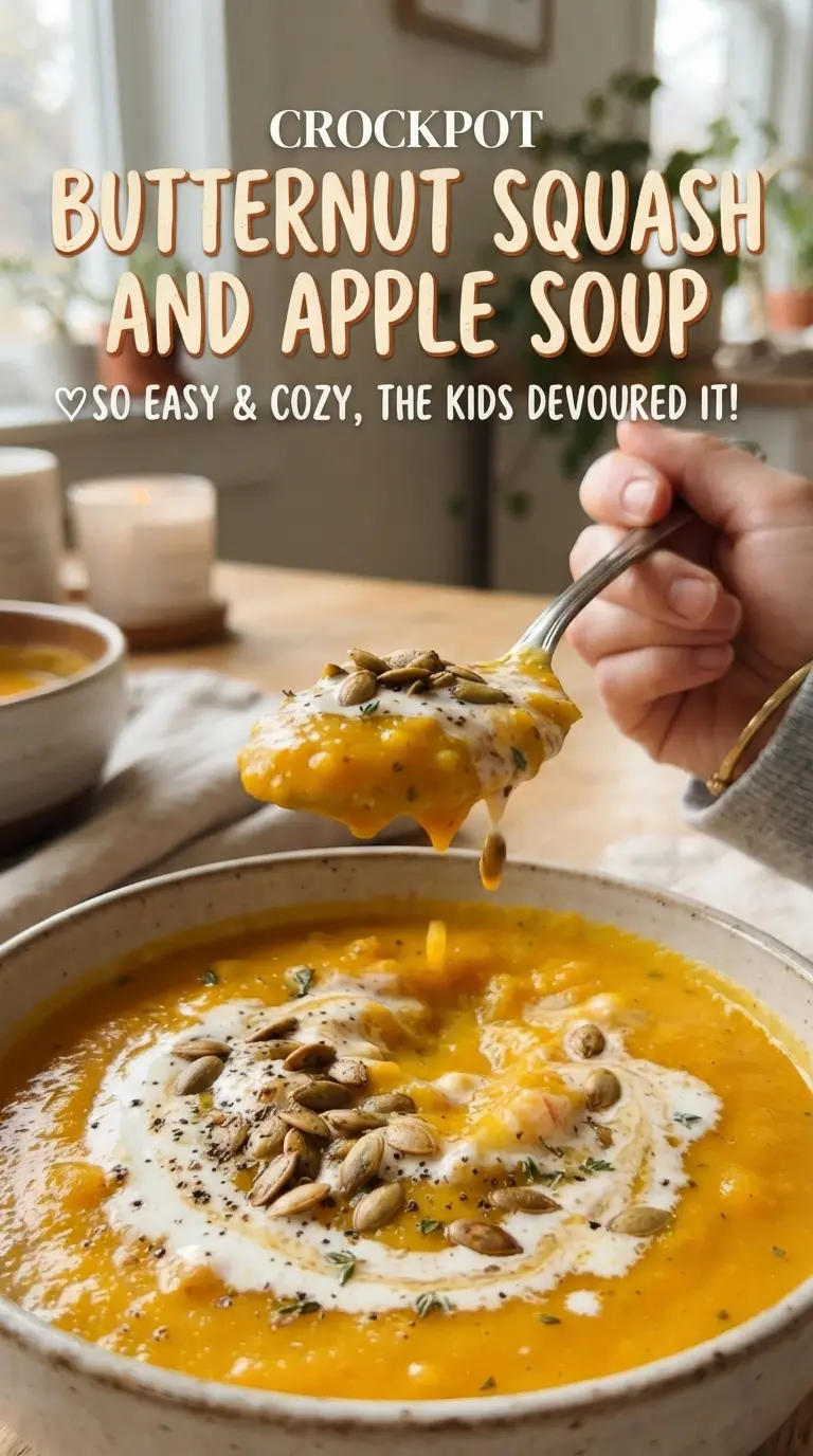Crockpot Butternut Squash and Apple Soup silky golden, creamy, spiced