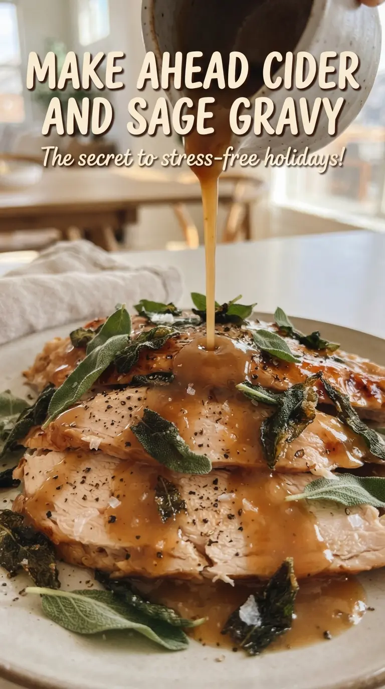 Make Ahead Cider and Sage Gravy amber glossy